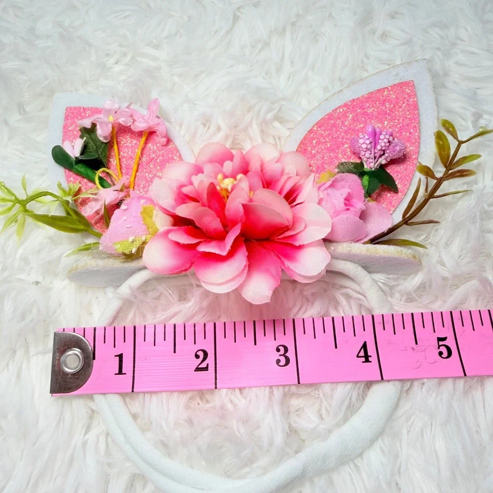 2 Floral Bunny Cat Ear Headbands Halloween Costume Dress Up Fairycore